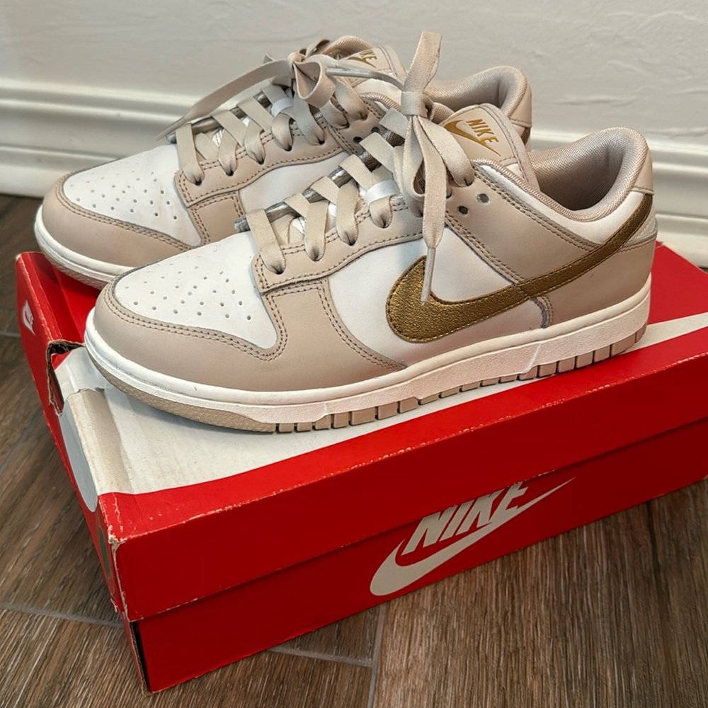 Nike Dunk Low Phantom Metallic Gold - size 7.5